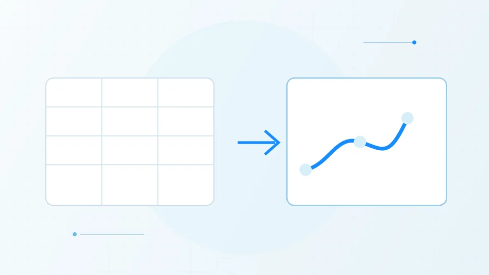 Original comparison illustration between a simple spreadsheet and a customer workflow timeline.