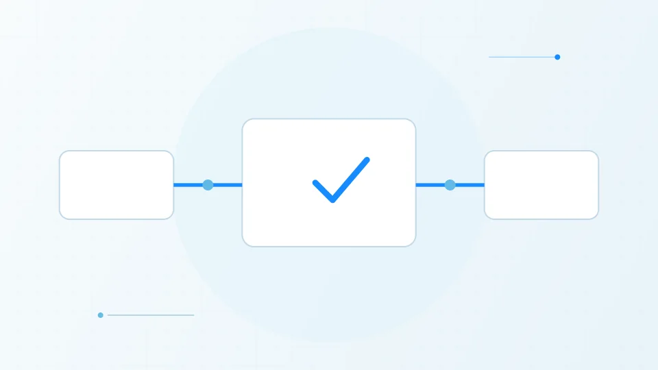 Original workflow illustration showing automated steps pausing at a human approval gate.